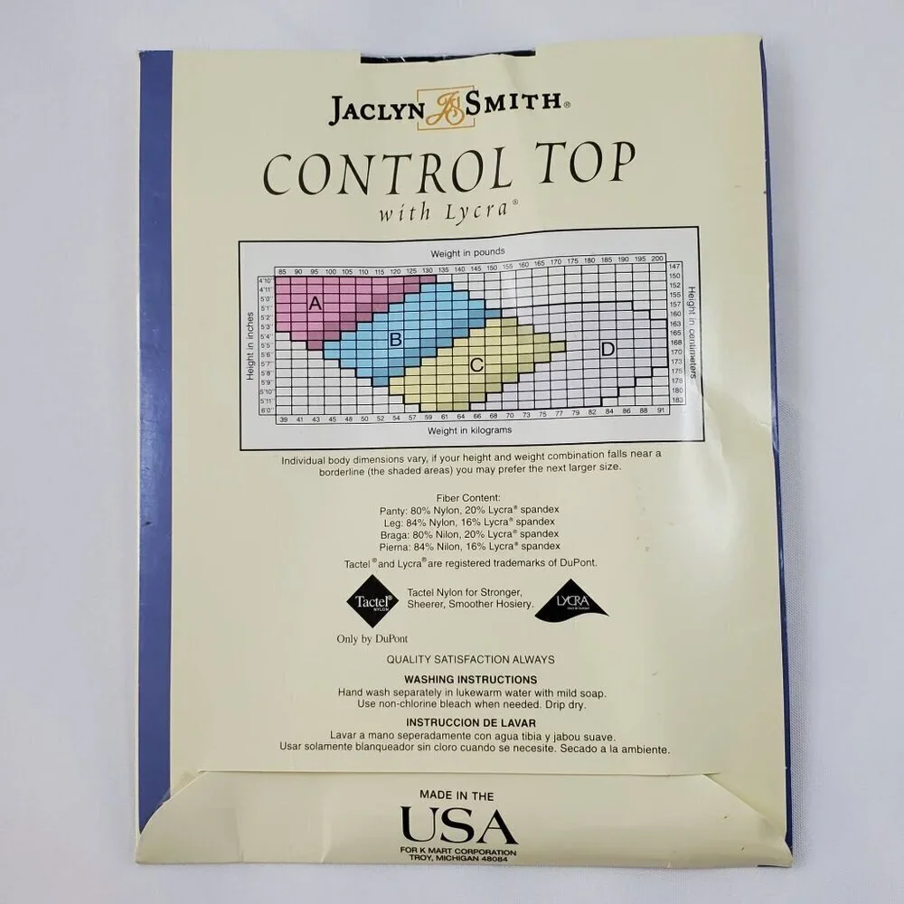 VTG Jaclyn Smith Navy Control Top Pantyhose Size A 20 Denier Sandalfoot